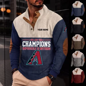 Limited Edition – Customized MLB Arizona Diamondbacks Button Sweatshirts Stand Collar