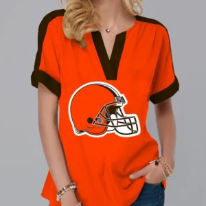 Limited Edition – Customized NFL Cleveland Browns V-Neck Female Shirt
