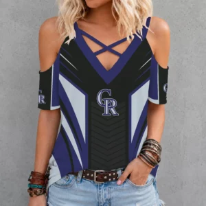 Limited Edition – Customized MLB Colorado Rockies Criss Cross V-Neck Top