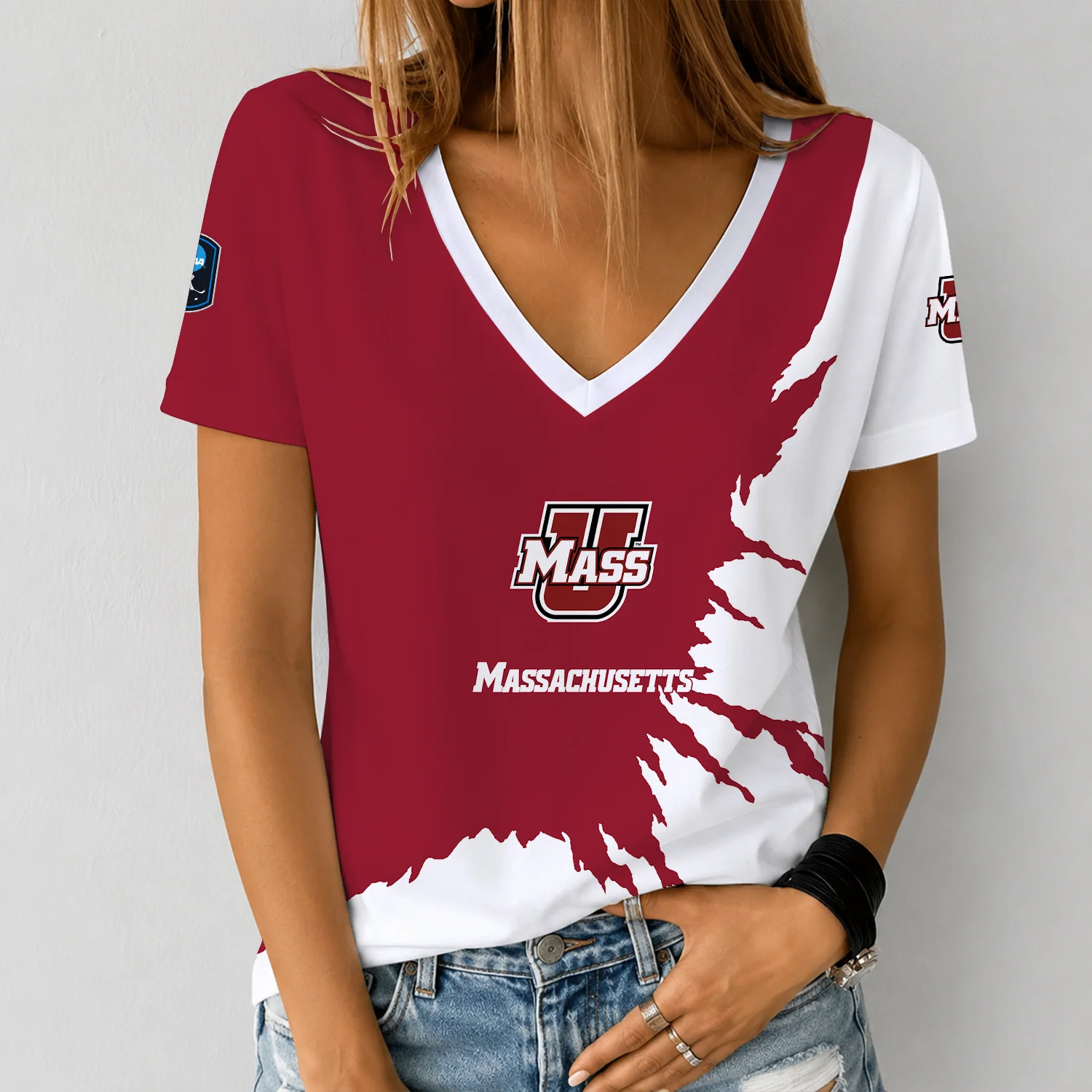Limited Edition – Customized NCAA UMass Minutewomen V-Neck Female Shirt