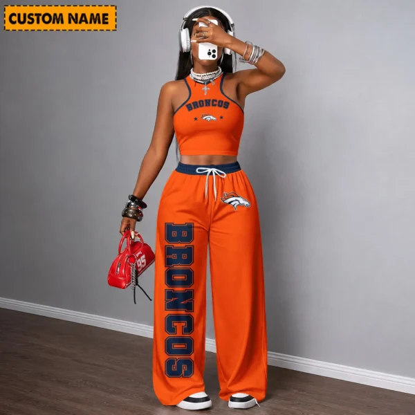Limited Edition – Customized NFL Denver Broncos Women’s Crop Top & Long Pants Set