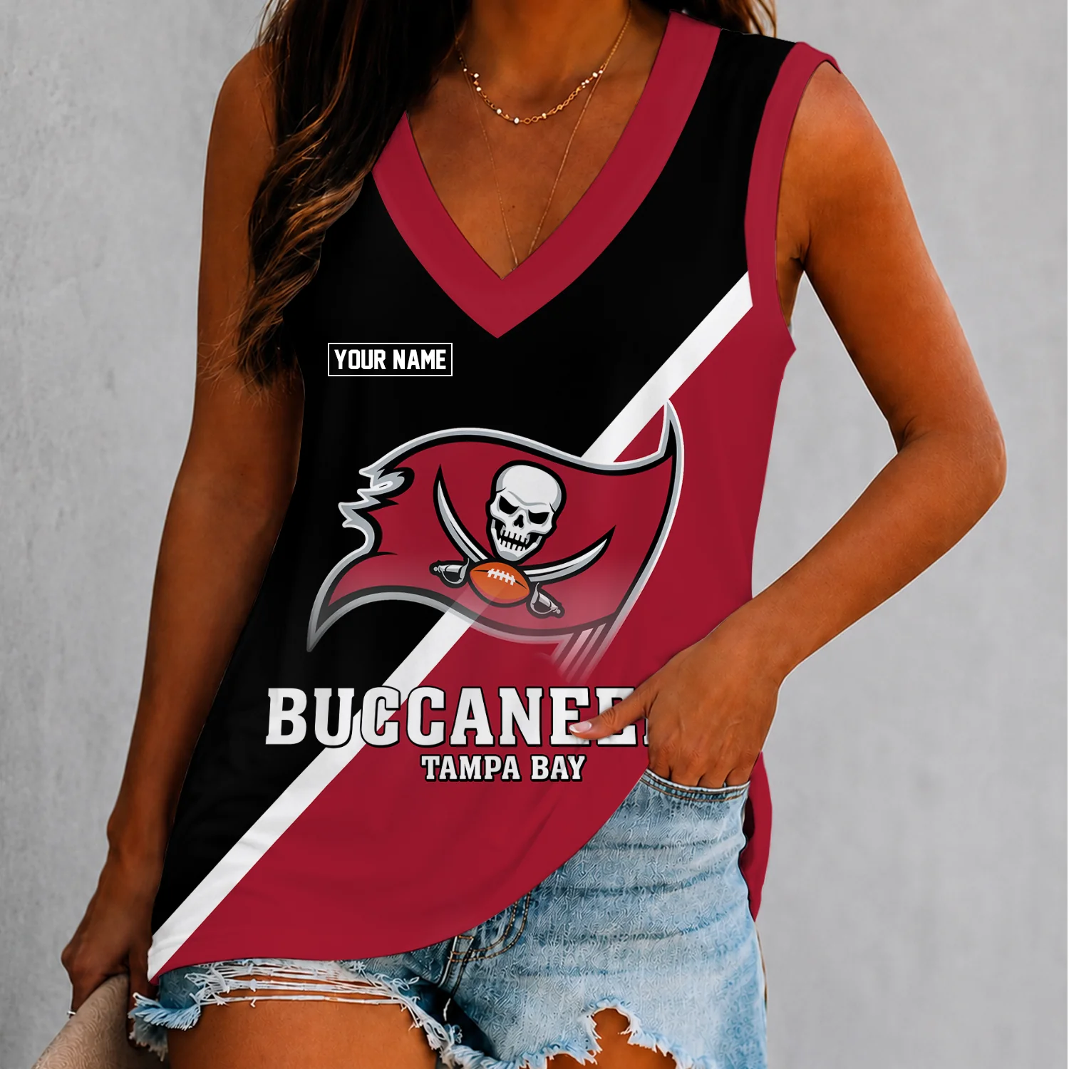 Limited Edition – Customized NFL Tampa Bay Buccaneers Women’s V-Neck Tank Top