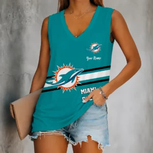 Limited Edition – Customized NFL Miami Dolphins Women’s V-Neck Tank Top