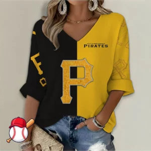 Limited Edition – Customized MLB Pittsburgh Pirates Women’s V-Neck Long Sleeve Shirt