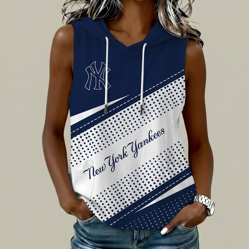 Limited Edition – Customized MLB New York Yankees Women’s Sleeveless Hooded Pocket Tank Top