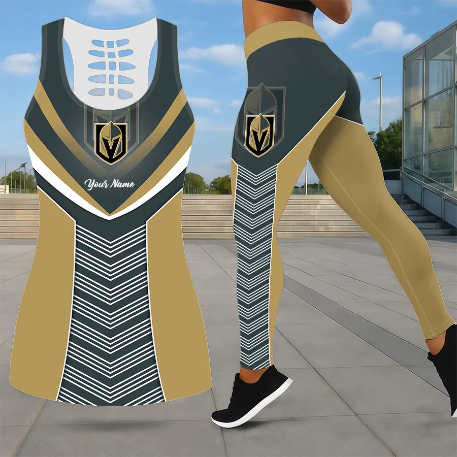 Limited Edition – Customized NHL Vegas Golden Knights Leggings & Hollow Tank Top Set