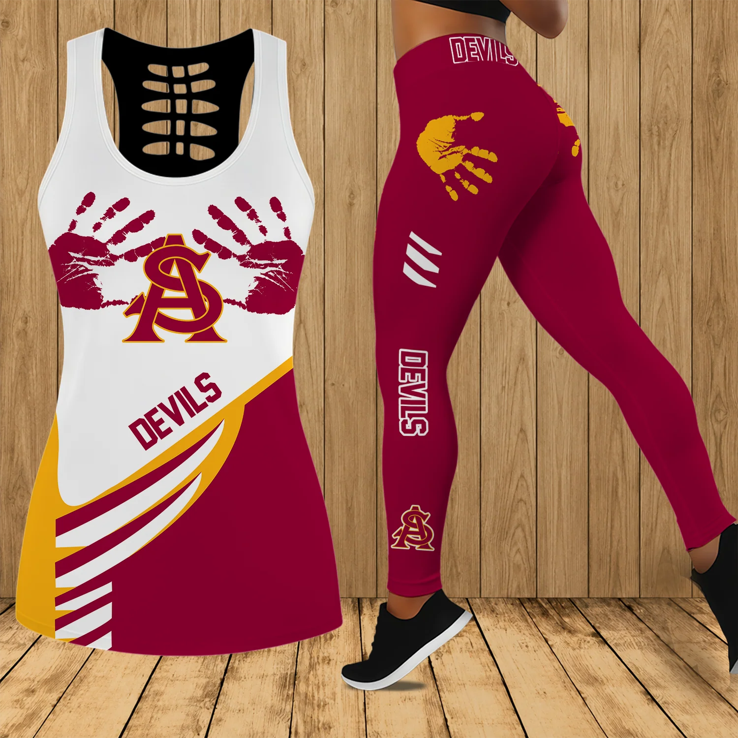 Limited Edition – Customized NCAA Arizona State Sun Devils Hollow Tank Top & Leggings Set
