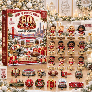 Custom San Francisco 49ers NFL Christmas 2026 Anniversary Advent Calendar 49ers Xmas Merch