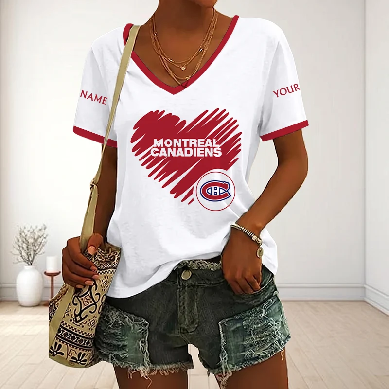 Limited Edition – Customized NHL Montreal Canadiens V-Neck Female Shirt