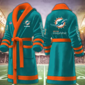 Limited Edition – Customized NFL Miami Dolphins Multicolor Fleece Bathrobe