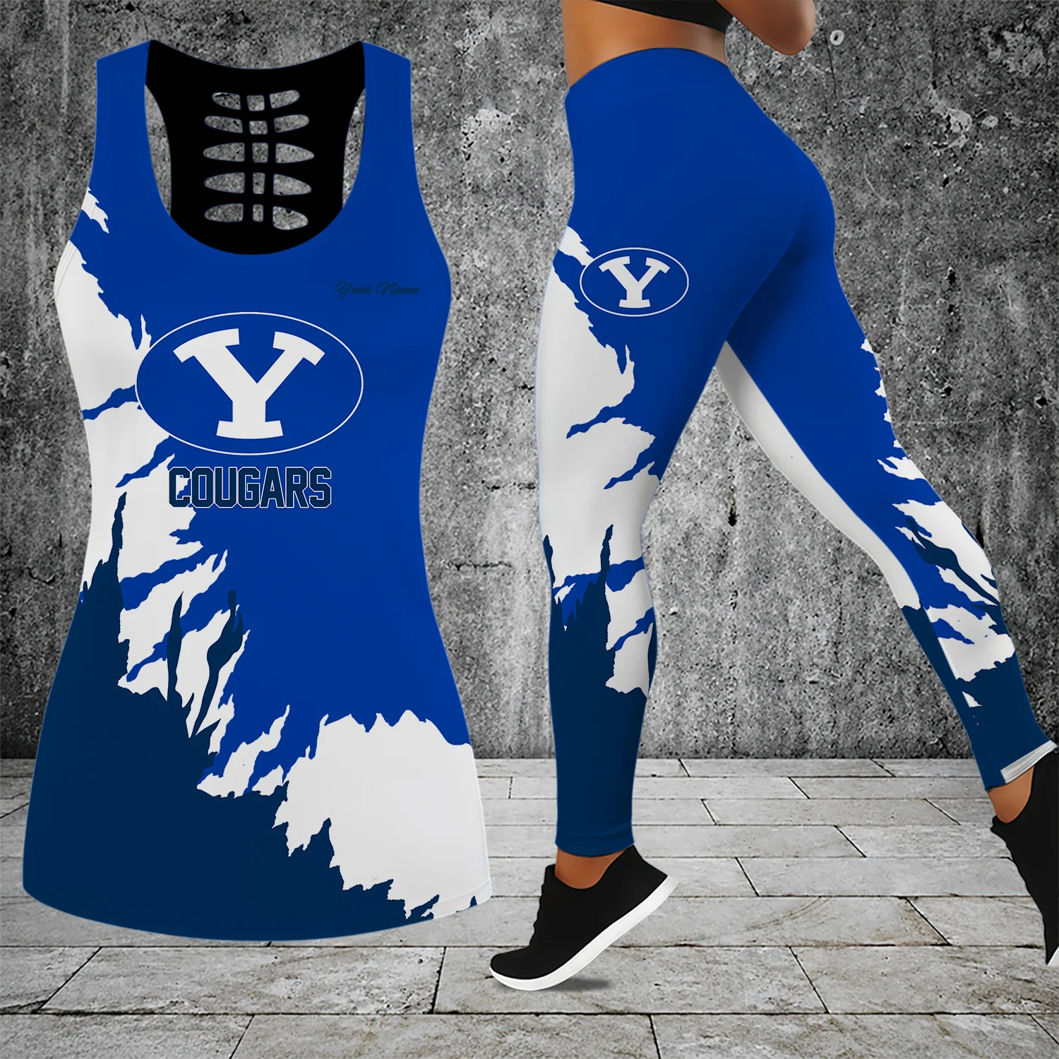 Limited Edition – Customized NCAA Byu Cougars Hollow Tank Top & Leggings Set