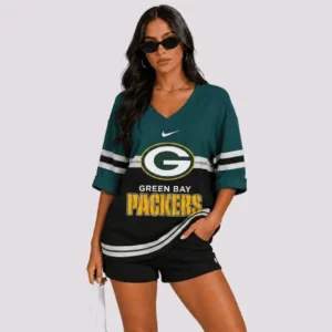 Limited Edition – Customized NFL Green Bay Packers Women’s Heart V-Neck Long Sleeve Shirt