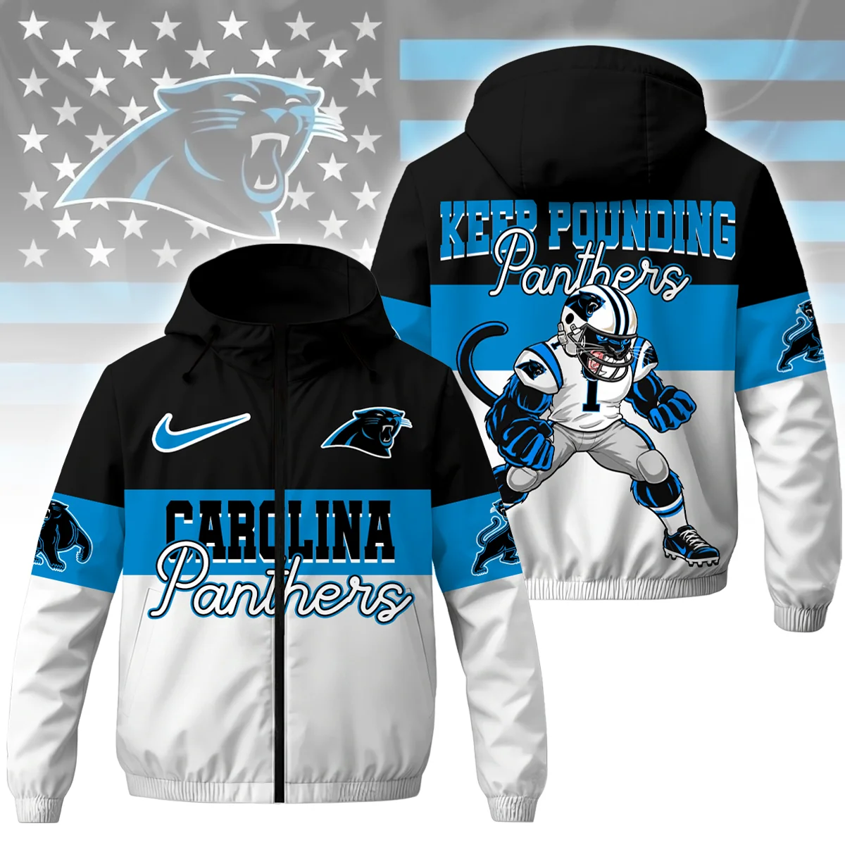 Limited Edition – Customized NFL Carolina Panthers Windbreaker Jacket