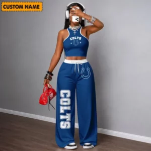Limited Edition – Customized NFL Indianapolis Colts Women’s Crop Top & Long Pants Set