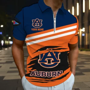 Limited Edition – Customized NCAA Auburn Tigers Zip Polo Shirt