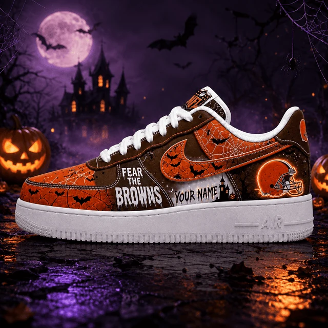 Limited Edition – Customized NFL Cleveland Browns Halloween Air force 1 Shoes