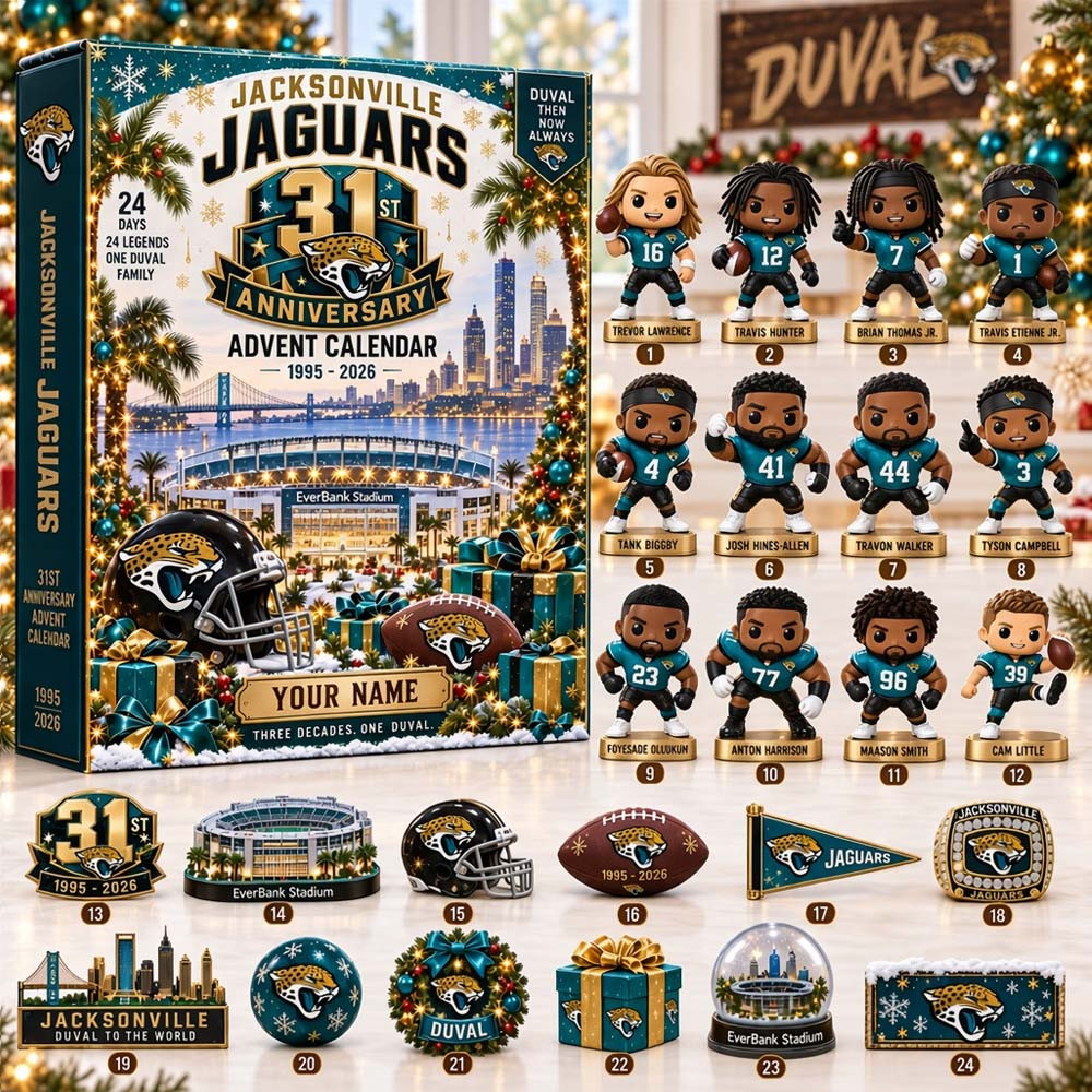 Jacksonville Jaguars 2026 31st Anniversary Advent Calendar 2026 24 Days Christmas Countdown Gift