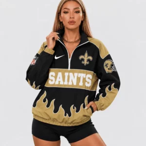 Limited Edition – Customized NFL New Orleans Saints V-Neck Zipper Sweatshirt Jacket