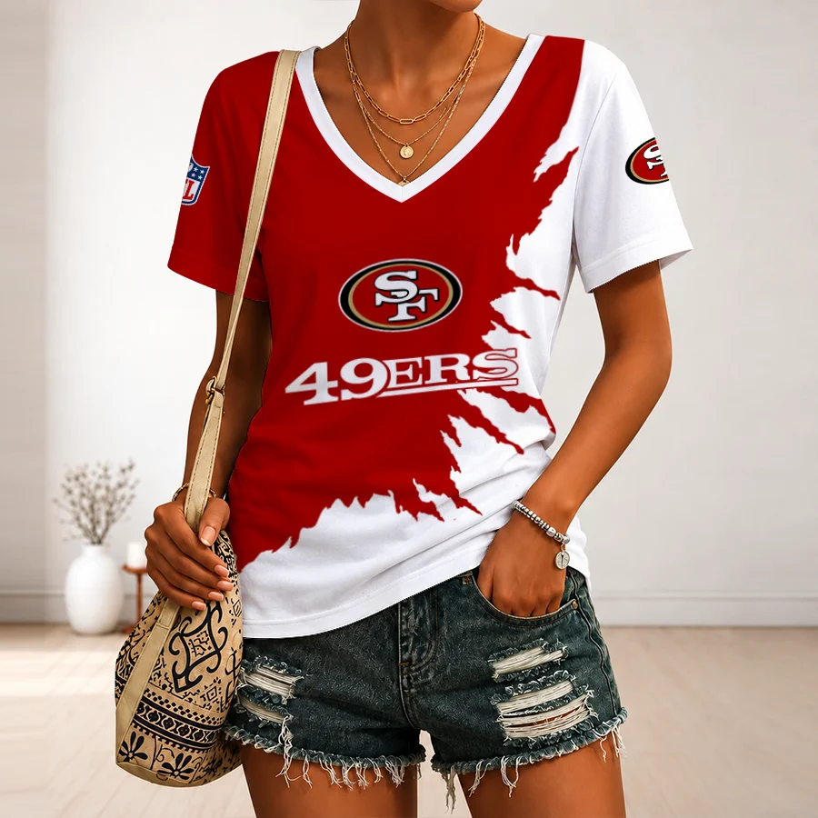 Limited Edition – Customized NFL San Francisco 49Ers V-Neck Female Shirt
