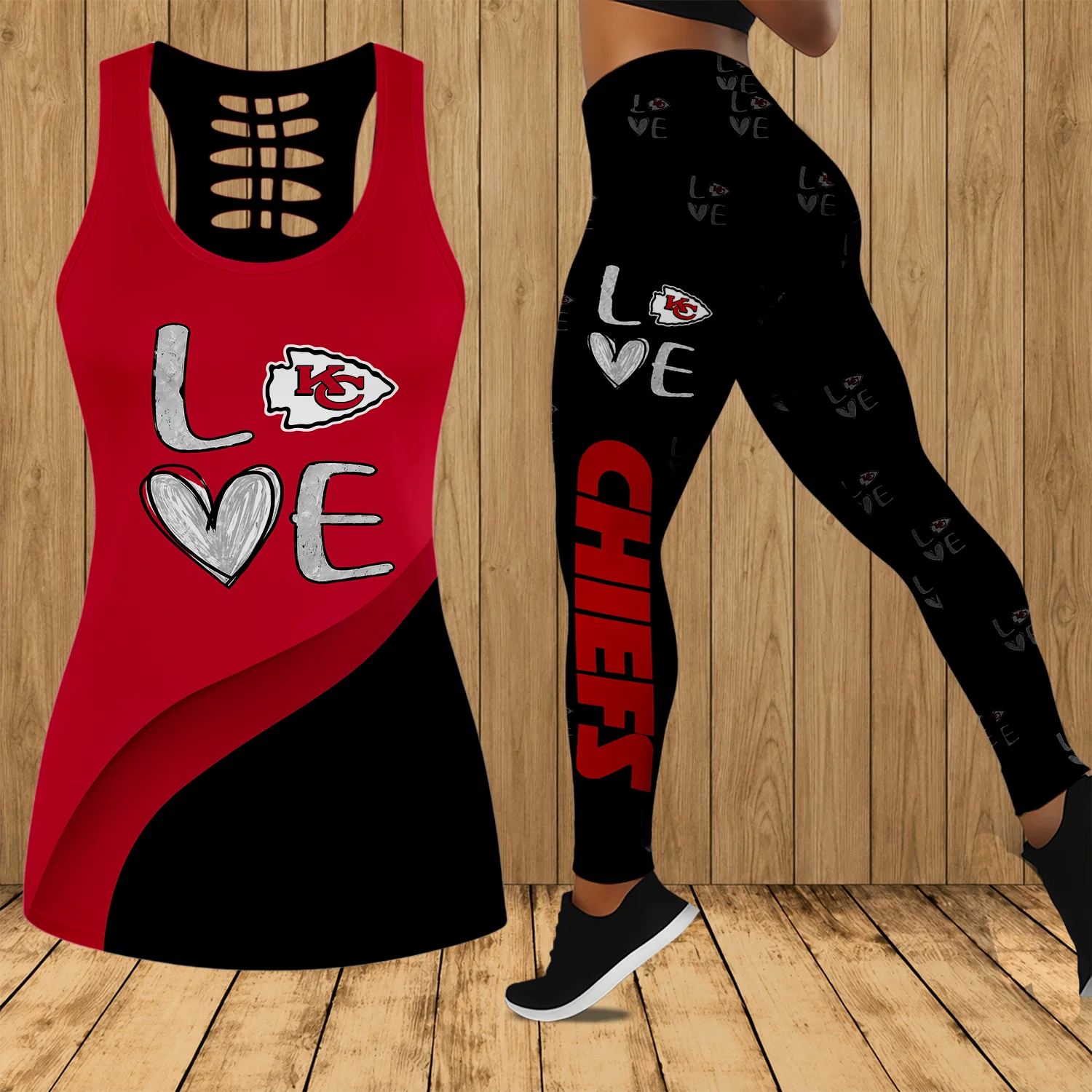 Limited Edition – Customized NFL Kansas City Chiefs Hollow Tank Top & Leggings Set