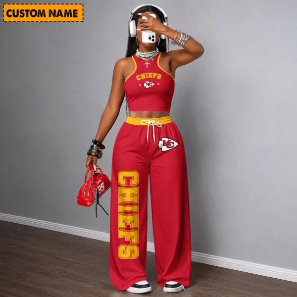 Limited Edition – Customized NFL Kansas City Chiefs Women’s Crop Top & Long Pants Set