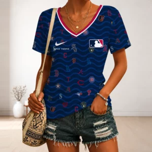 Limited Edition – Customized MLB All Teams V-Neck Female Shirt