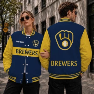 Limited Edition – Customized MLB Milwaukee Brewers Satin Varsity & Baseball Jacket