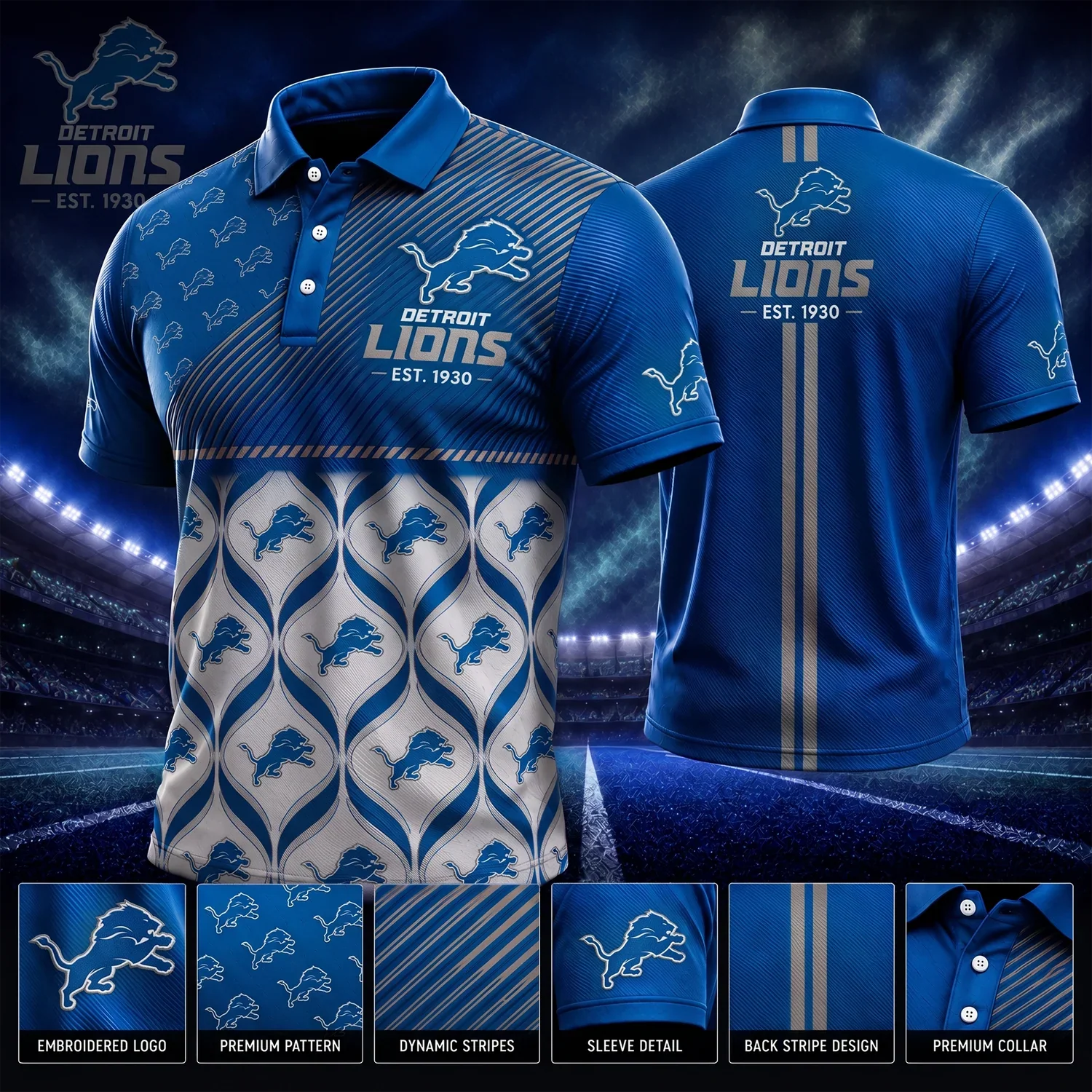 Limited Edition – Customized NFL Detroit Lions Polo Shirt