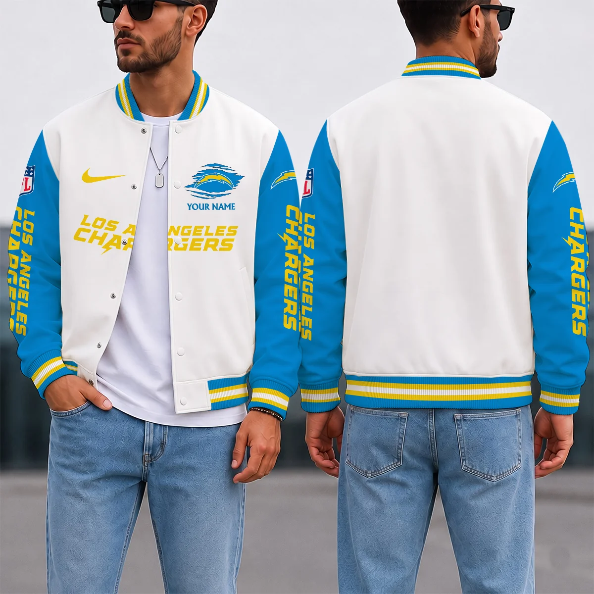 Limited Edition – Customized NFL Los Angeles Chargers Satin Varsity & Baseball Jacket