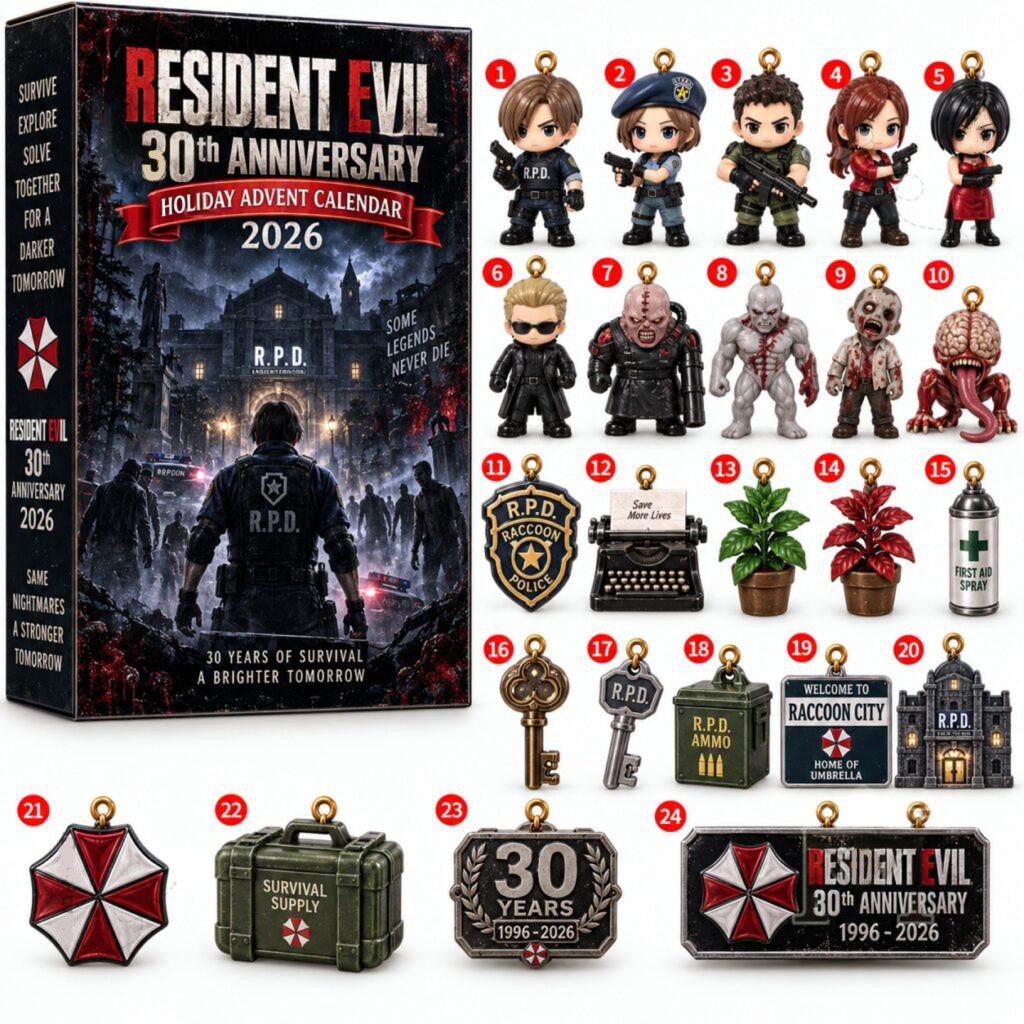 Resident Evil 30th Anniversary Advent Calendar 2026 Raccoon City Resident Evil Merch Gamer Gift