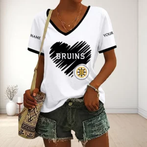 Limited Edition – Customized NHL Boston Bruins V-Neck Female Shirt