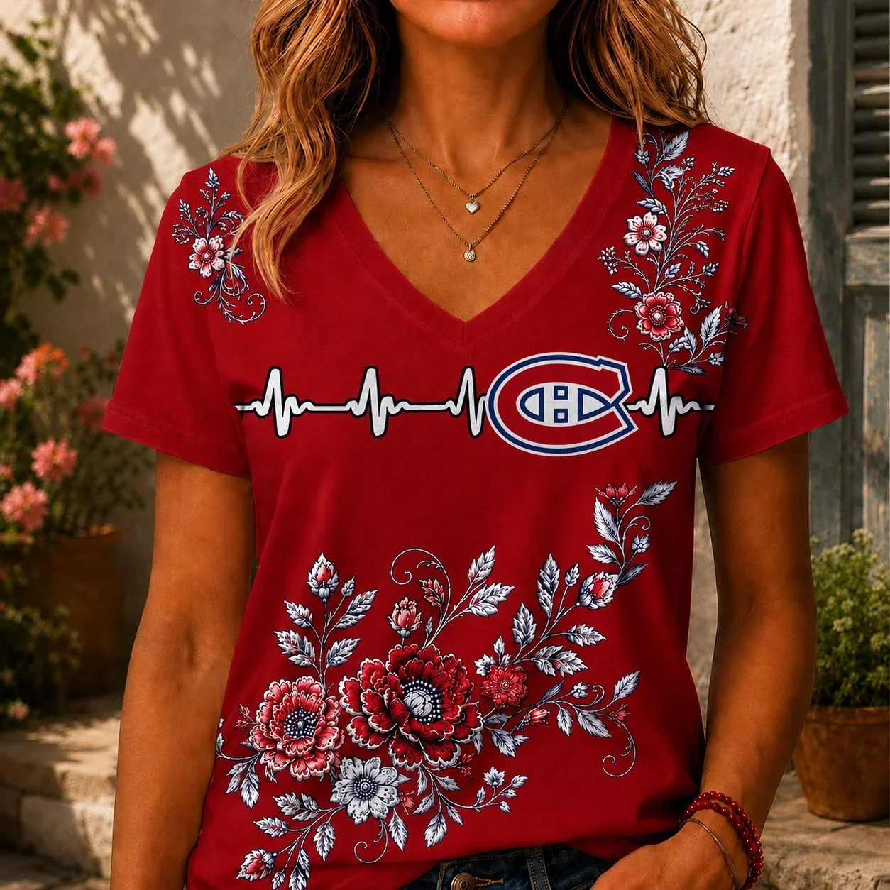 Limited Edition – Customized NHL Montreal Canadiens V-Neck Female Shirt