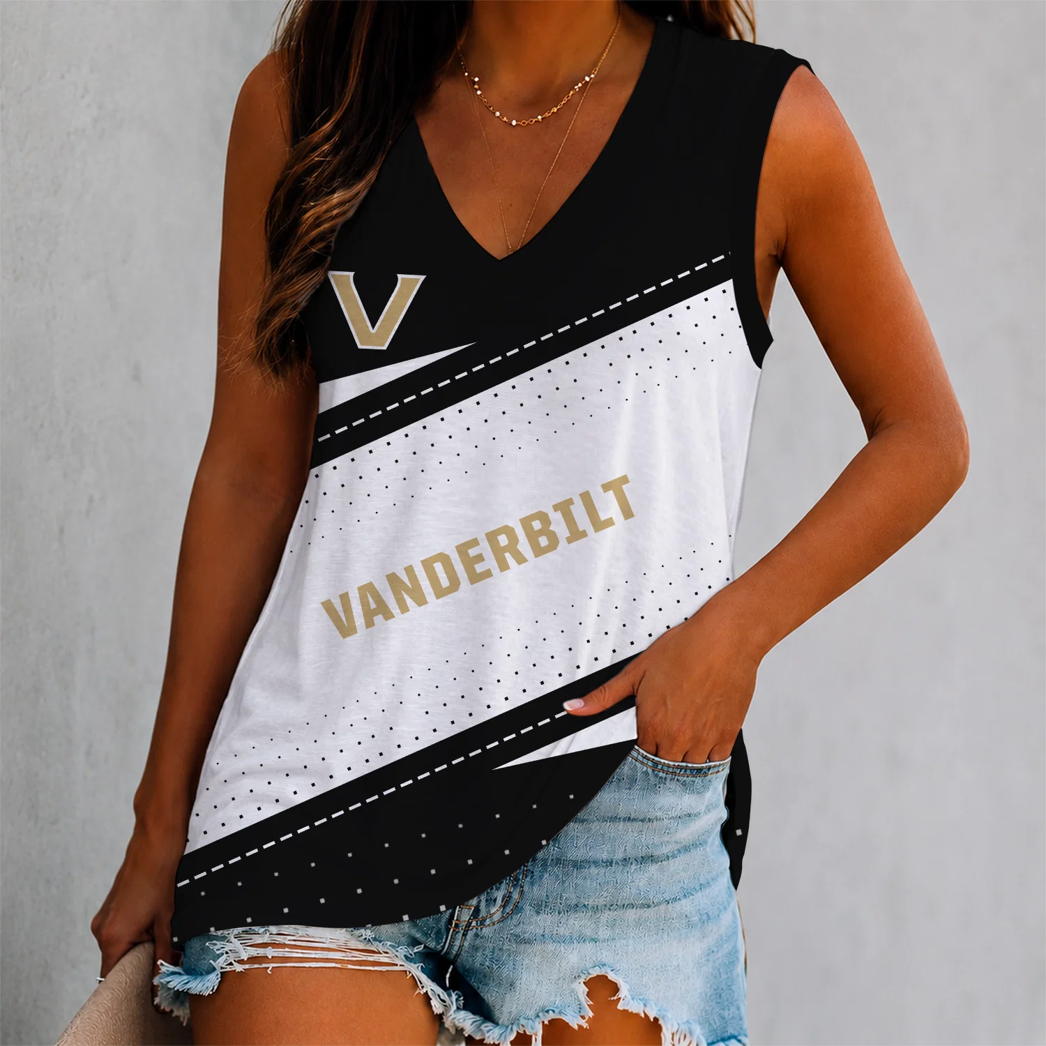 Limited Edition – Customized NCAA Vanderbilt Commodores Women’s V-Neck Tank Top