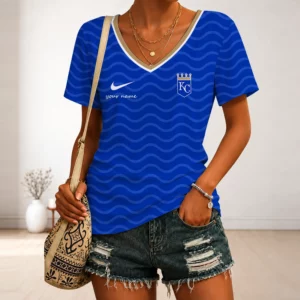 Limited Edition – Customized MLB Kansas City Royals V-Neck Female Shirt