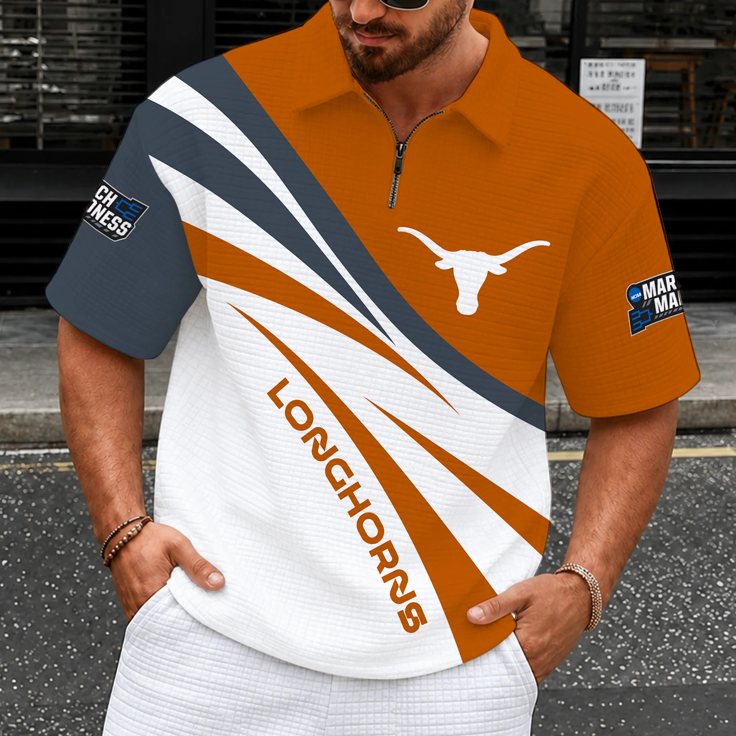 Limited Edition – Customized NCAA Texas Longhorns Quarter-Zip Polo Shirt