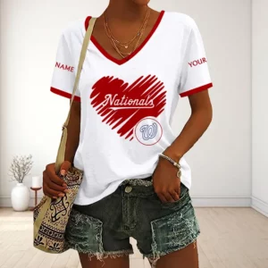 Limited Edition – Customized MLB Washington Nationals V-Neck Female Shirt