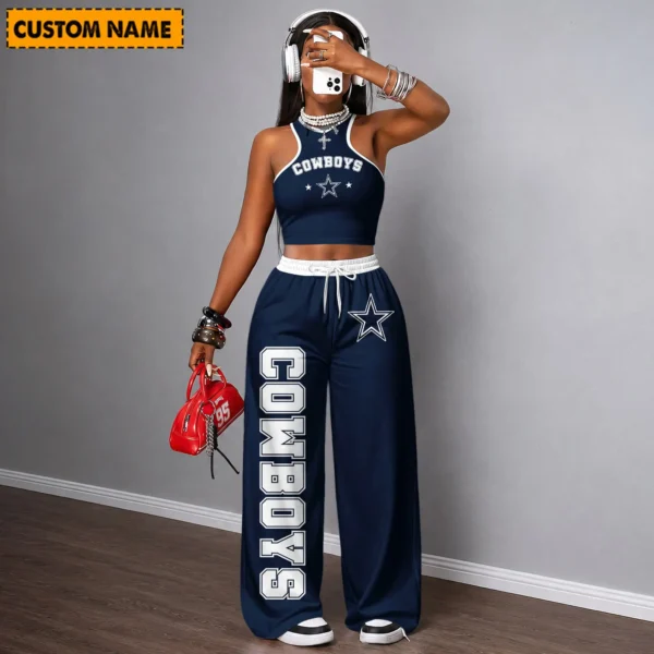 Limited Edition – Customized NFL Dallas Cowboys Women’s Crop Top & Long Pants Set