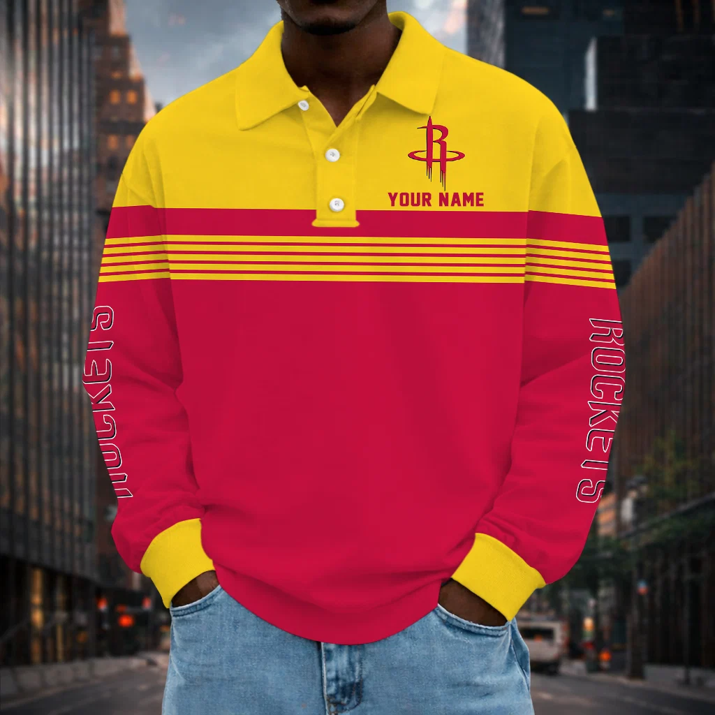 Limited Edition – Customized NBA Houston Rockets Men Long Sleeve Polo Shirt