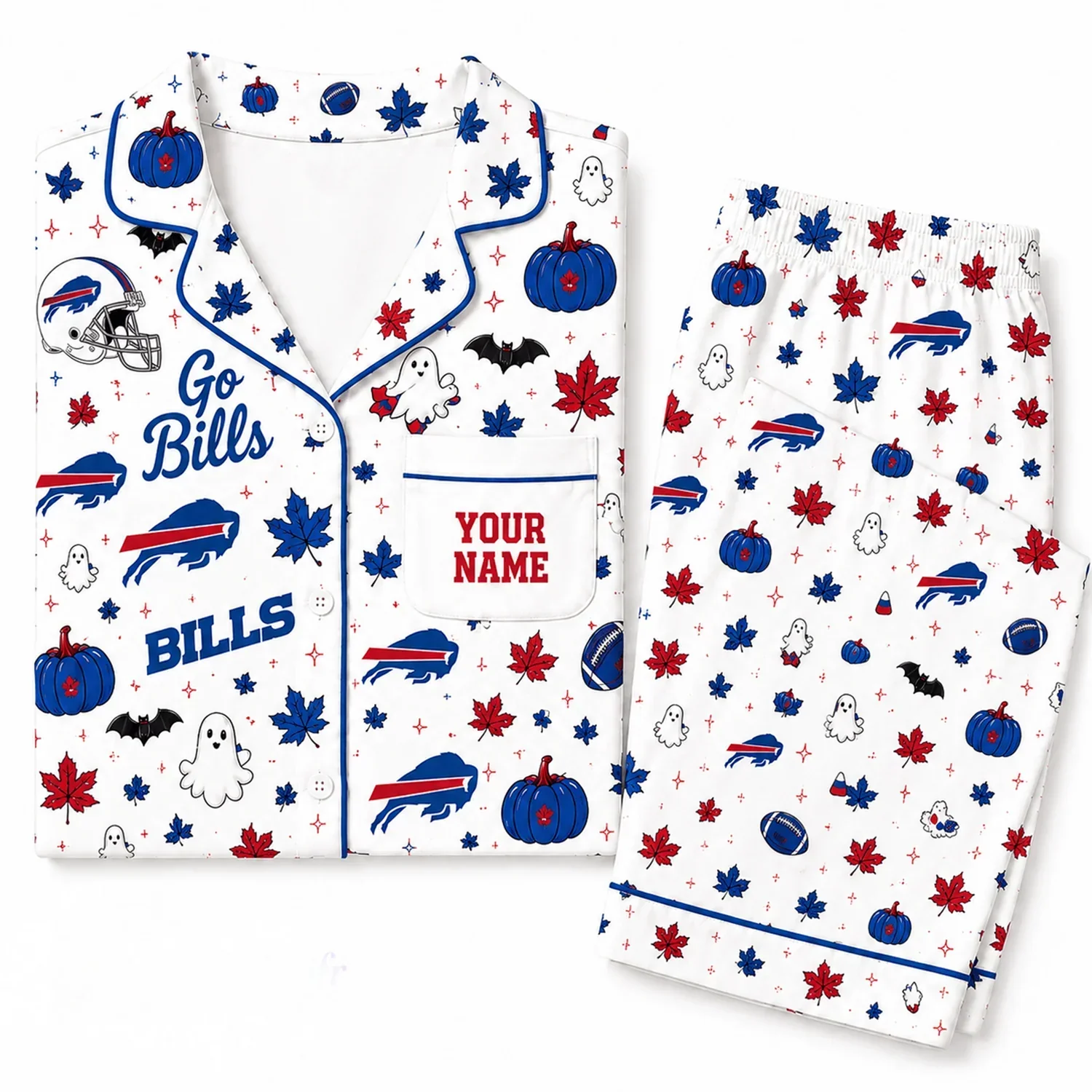 Limited Edition – Customized NFL Buffalo Bills Halloween Long Pajamas Set