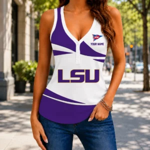 Limited Edition – Customized NCAA Lsu Tigers Women’s V-Neck Tank Top