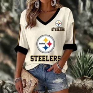 Limited Edition – Customized NFL Pittsburgh Steelers Women’s Heart V-Neck Long Sleeve Shirt