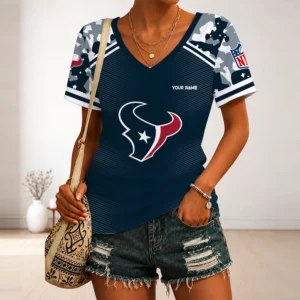Limited Edition – Customized NFL Houston Texans V-Neck Female Shirt