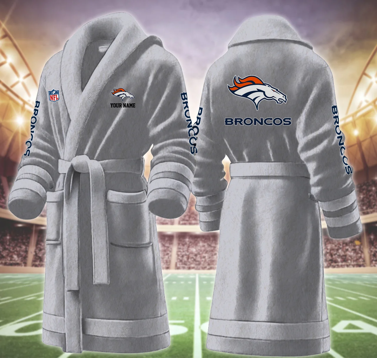Limited Edition – Customized NFL Denver Broncos Multicolor Fleece Bathrobe - Image 4