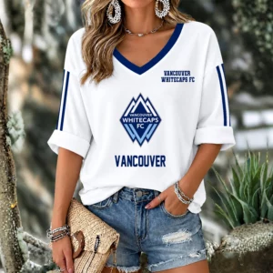 Limited Edition – Customized MLS Vancouver Whitecaps FC Women’s V-Neck Long Sleeve Shirt