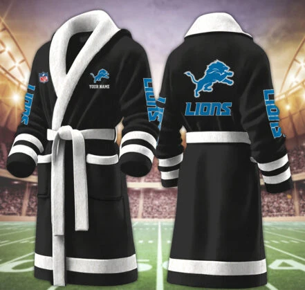 Limited Edition – Customized NFL Detroit Lions Multicolor Fleece Bathrobe - Image 2