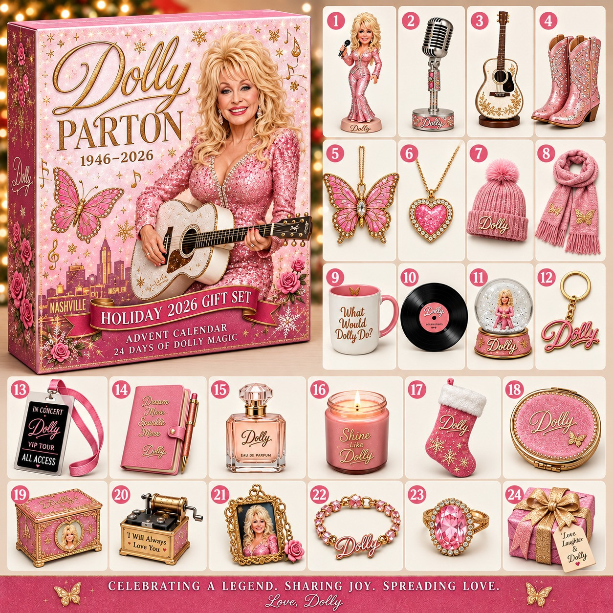 Thank You Dolly Parton Holiday 2026 Advent Calendar Christmas Gifts For Fans