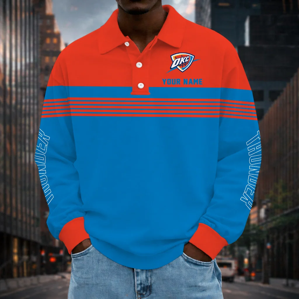Limited Edition – Customized NBA Oklahoma City Thunder Men Long Sleeve Polo Shirt
