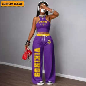 Limited Edition – Customized NFL Minnesota Vikings Women’s Crop Top & Long Pants Set