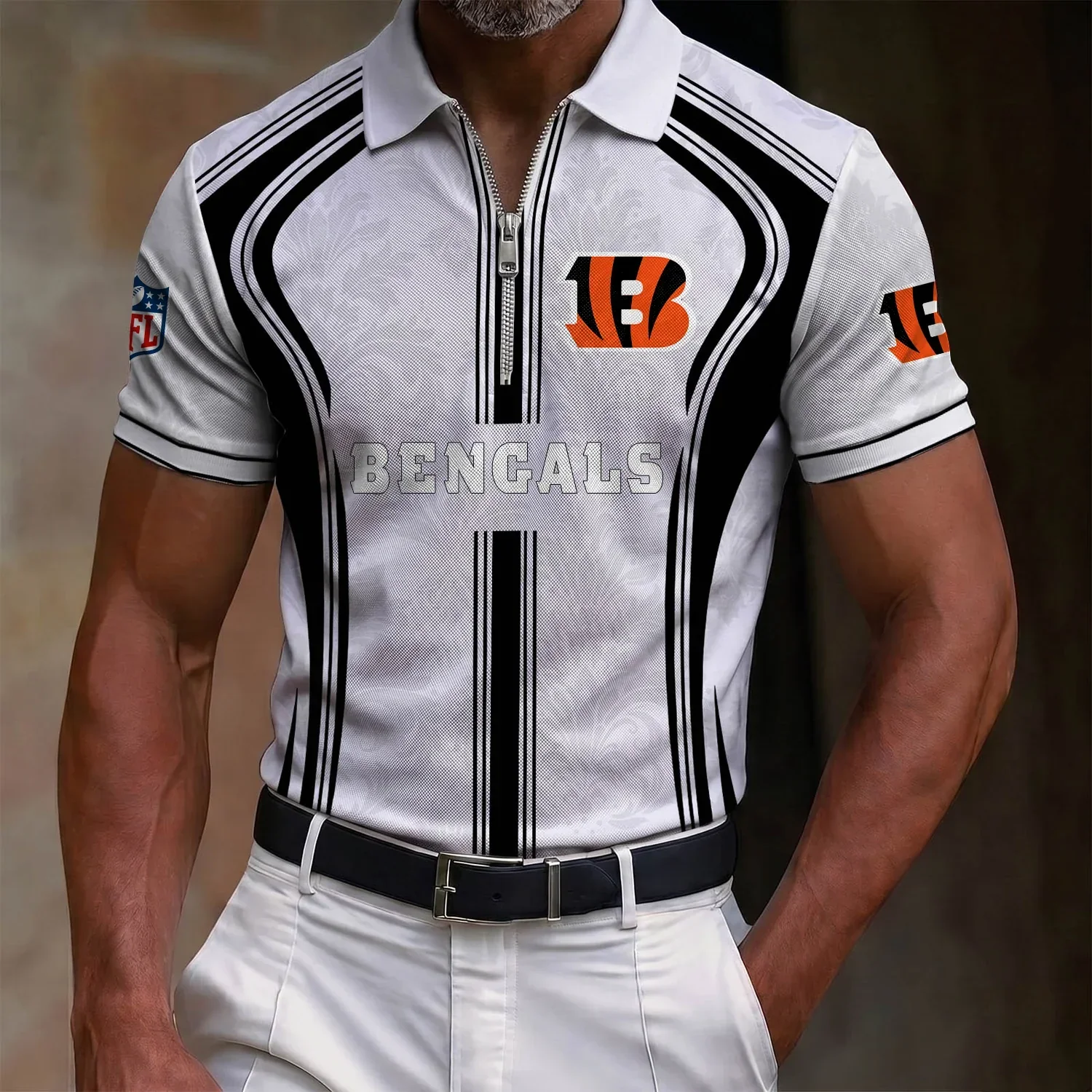 Limited Edition – Customized NFL Cincinnati Bengals Zip Polo Shirt