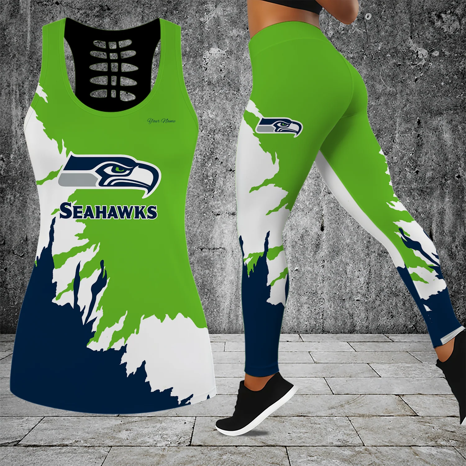 Limited Edition – Customized NFL Seattle Seahawks Hollow Tank Top & Leggings Set
